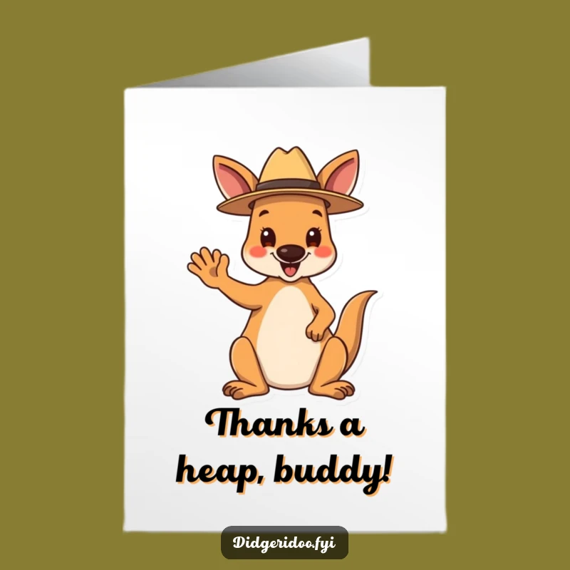 Free Printable Kangaroo Thank You Card: Waving Akubra Hat for Aussie Gratitude