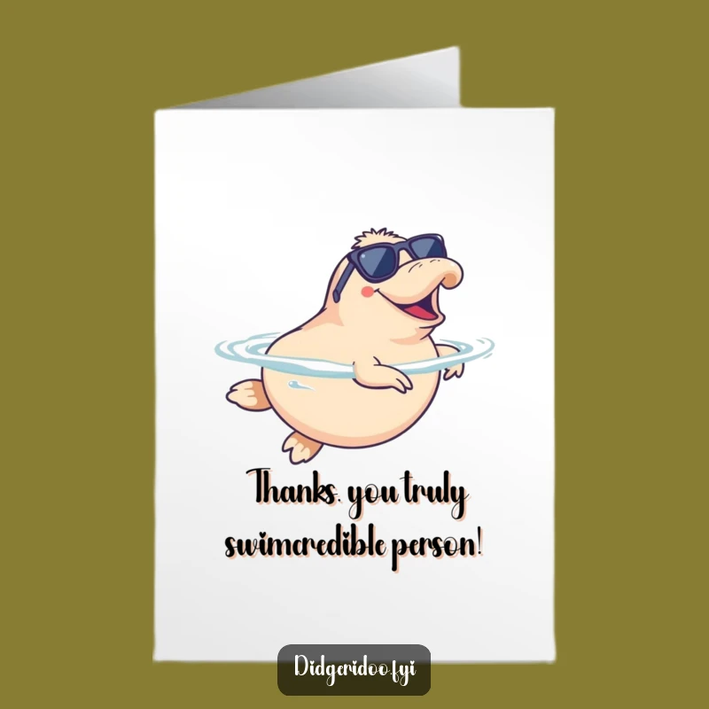 Free Printable Thank You Card: Cool Platypus Swim Gratitude