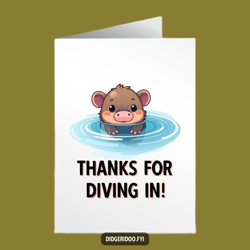 Free Printable Thank You Card: Curious Platypus, Fun Downloadable Gift