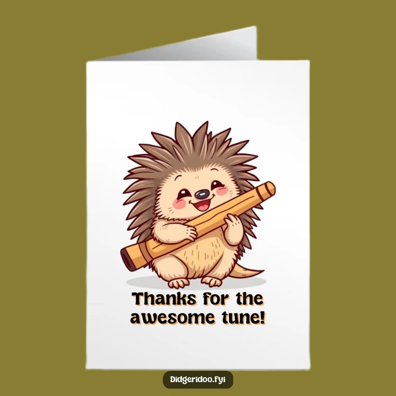 Free Printable Thank You Card: Echidna Didgeridoo Funny Downloadable Gift