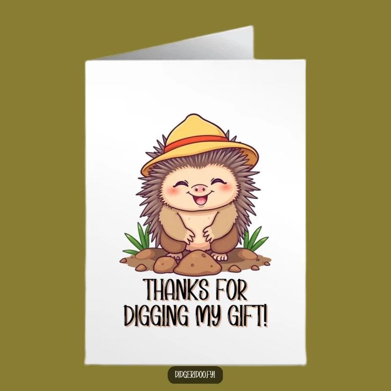 Free Printable Thank You Card: Echidna's Grateful Dig - Say Thanks!