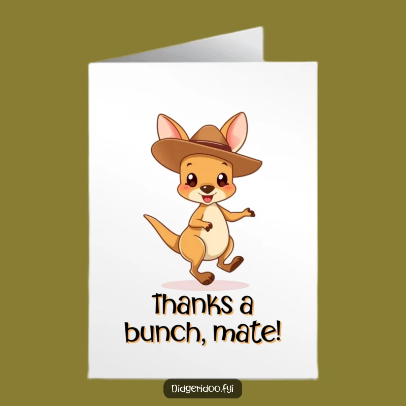 Free Printable Thank You Card: Funny Kangaroo Cowboy Grateful Downloadable Gift
