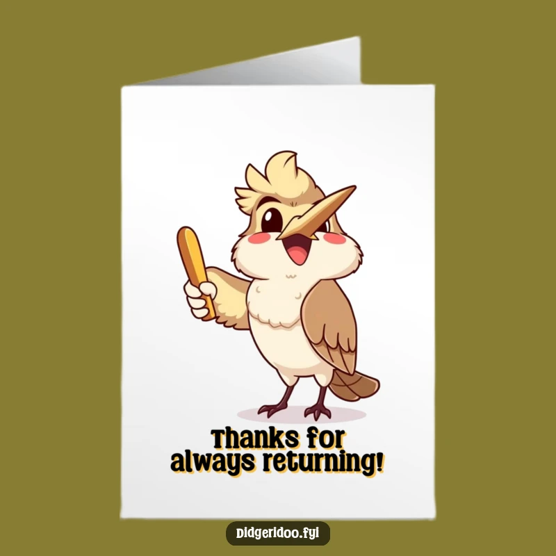 Free Printable Thank You Card: Kookaburra Boomerang Action for a Quirky DIY Note