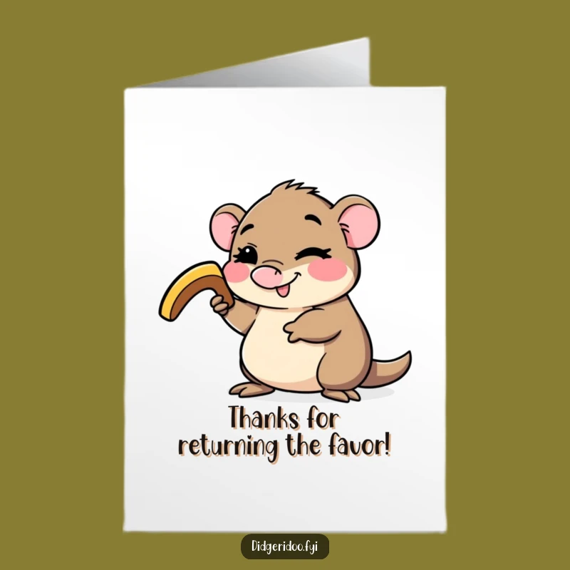 Free Printable Thank You Card: Winking Platypus Boomerang Funny Downloadable Gift