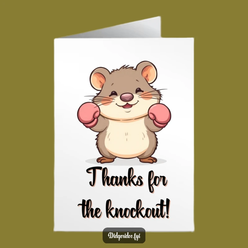 Free Printable Thank You Card: Witty Wombat Boxer Dodging Your Gratitude