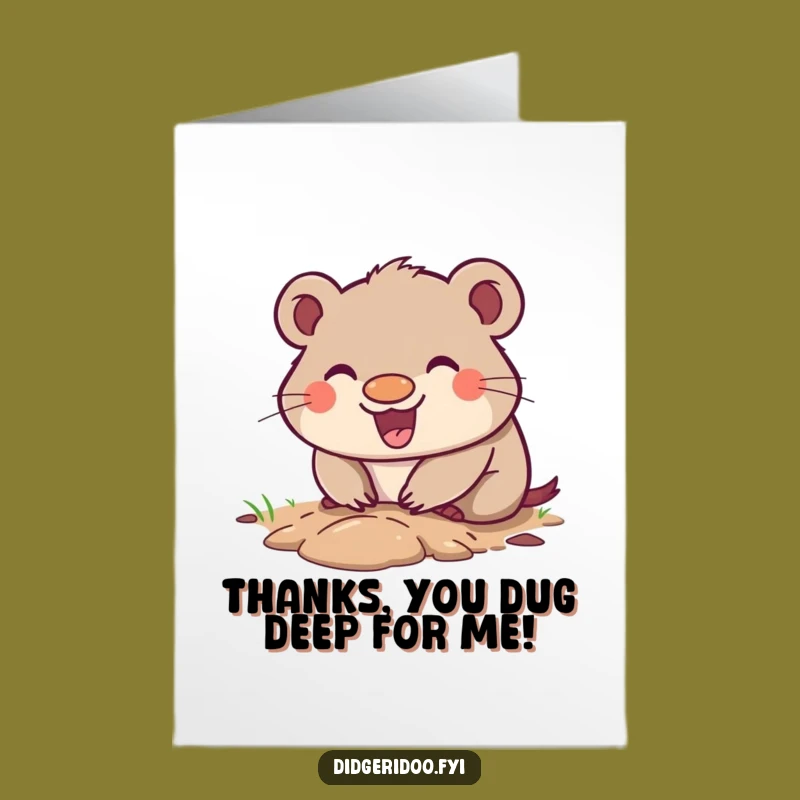 Free Printable Thank You Card: Wombat's Happy Dig Gratitude