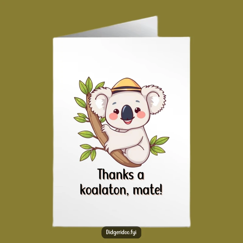 Free Printable Thank You Koala Card: Funny Hugs & Eucalyptus Downloadable