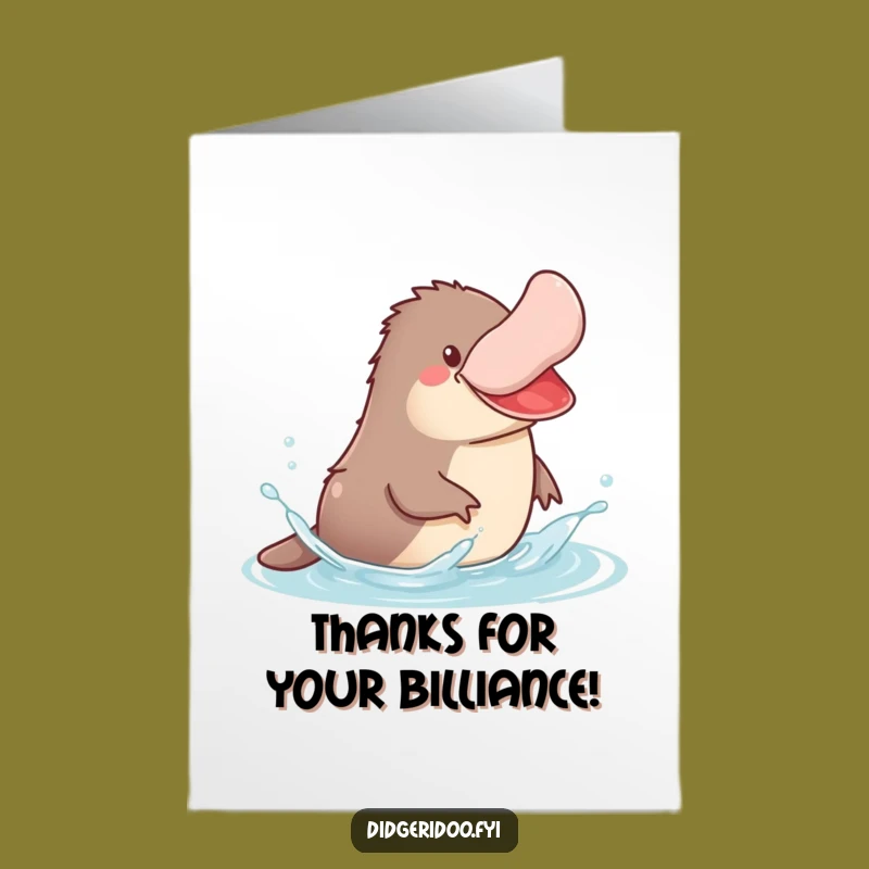 Free Printable Thank You Platypus Card: Jovial Splash for a Kind Downloadable Gift