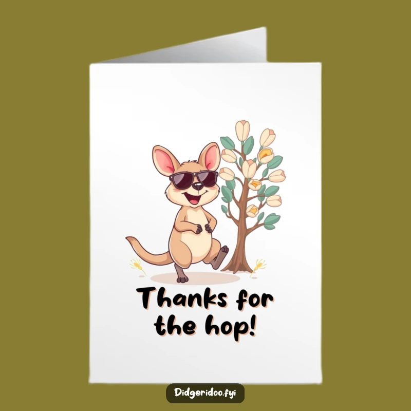 Free Printable Wallaby Thank You Card: Sunglass-Wearing Animal Downloadable Gift