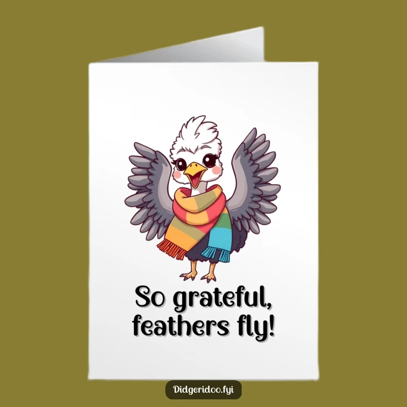 Free Printable Thank You Card: Emu Flapping Wings, Downloadable Humorous Gift