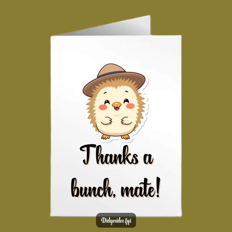 Free Printable Thank You Card: Akubra Echidna for a Quirky DIY Note