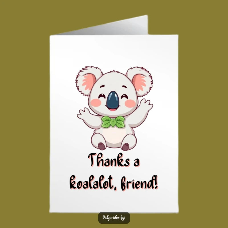 Free Printable Thank You Card: Koala Wave, Funny Downloadable Appreciation