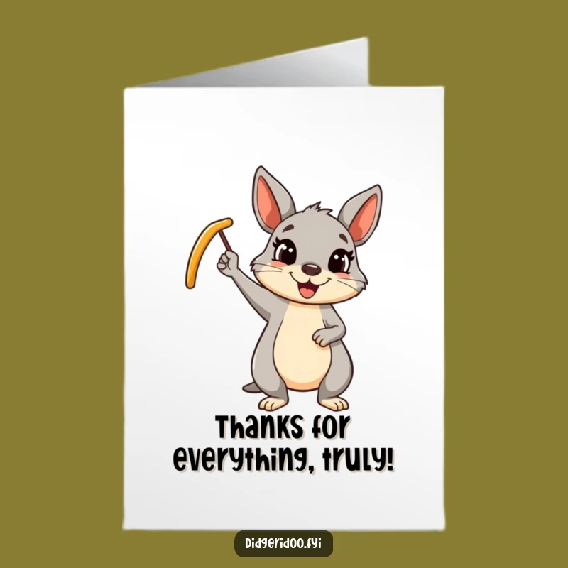 Free Printable Thank You Card: Wallaby Waving Boomerang to Send Gratitude