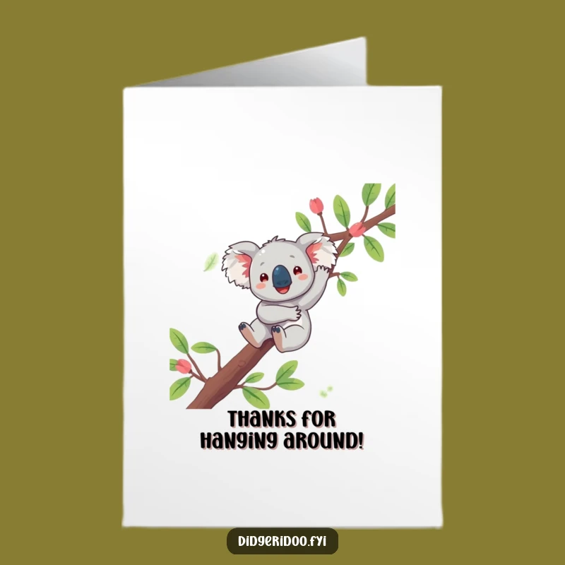 Free Printable Thank You Card: Funny Koala Dangling, Grateful Downloadable Gift