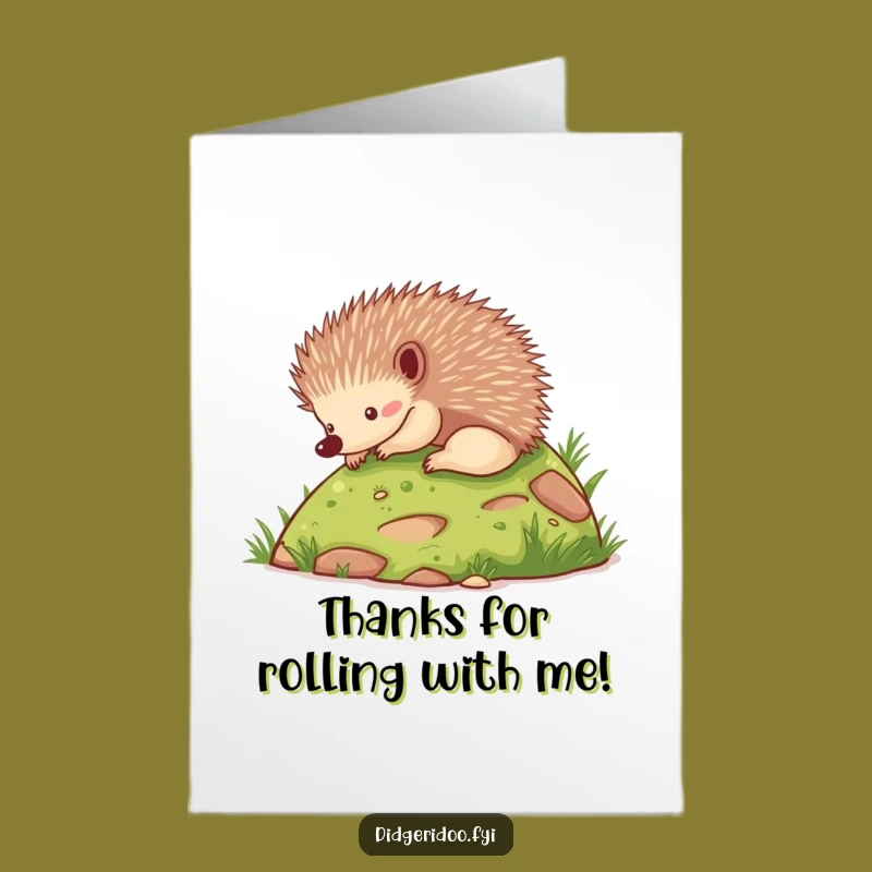 Free Printable Funny Echidna Thank You Card - Rolling Fun Downloadable!