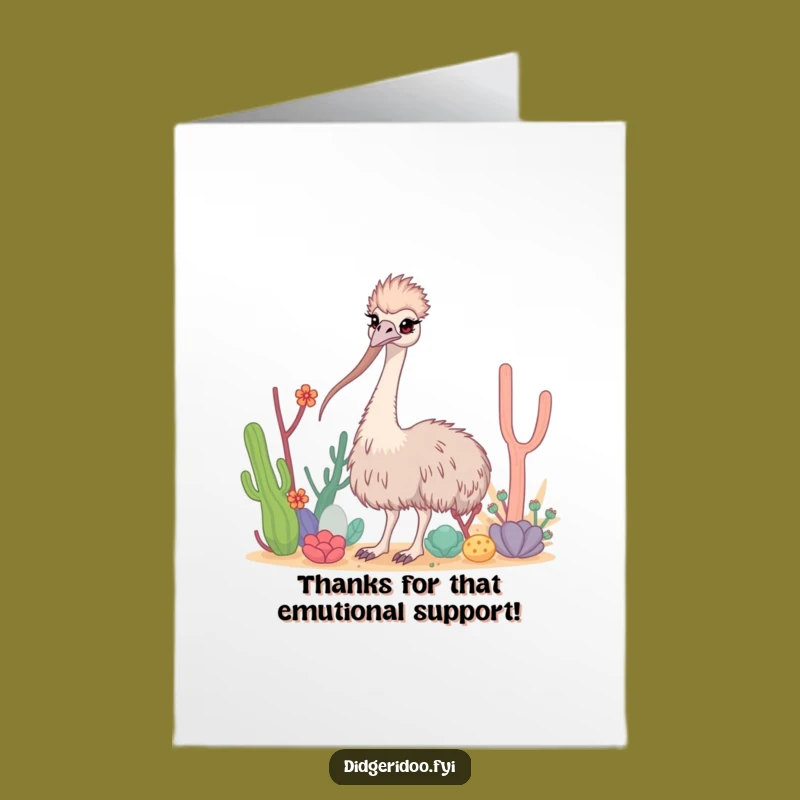 Free Printable Thank You Emu Card: Curious Neck, Funny Downloadable Gift