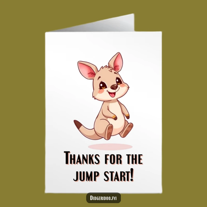 Free Printable Thank You Kangaroo Card: Funny Cub Bouncing Thanks for a Downloadable Gift