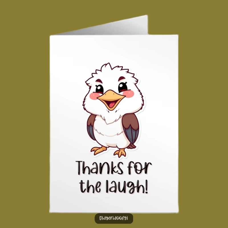 Free Printable Thank You Card: Funny Kookaburra Chuckling, Grateful Downloadable Gift
