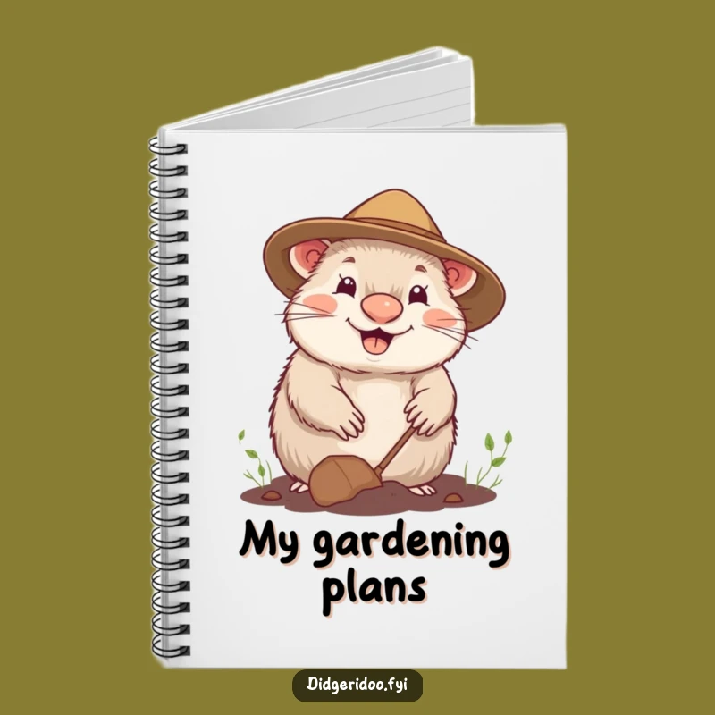 Funny Cheerful Wombat Gardening Notebook - Happy Journaling Gift