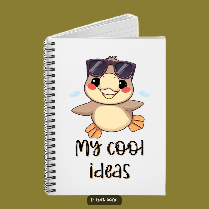 Funny Platypus Sunglasses Notebook, Grinning Swimmer Journal, Gift Idea