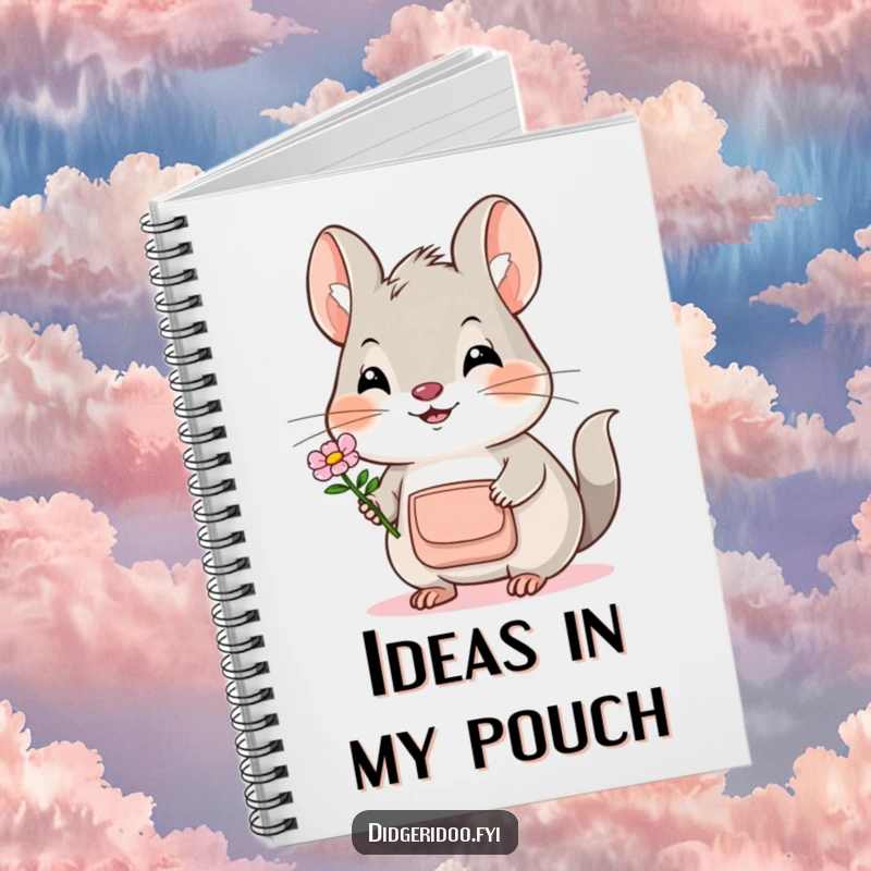 Funny Bilby Notebook: A smiling bilby with a pouch offers a flower, inspiring creativity with its sweet and humorous design.