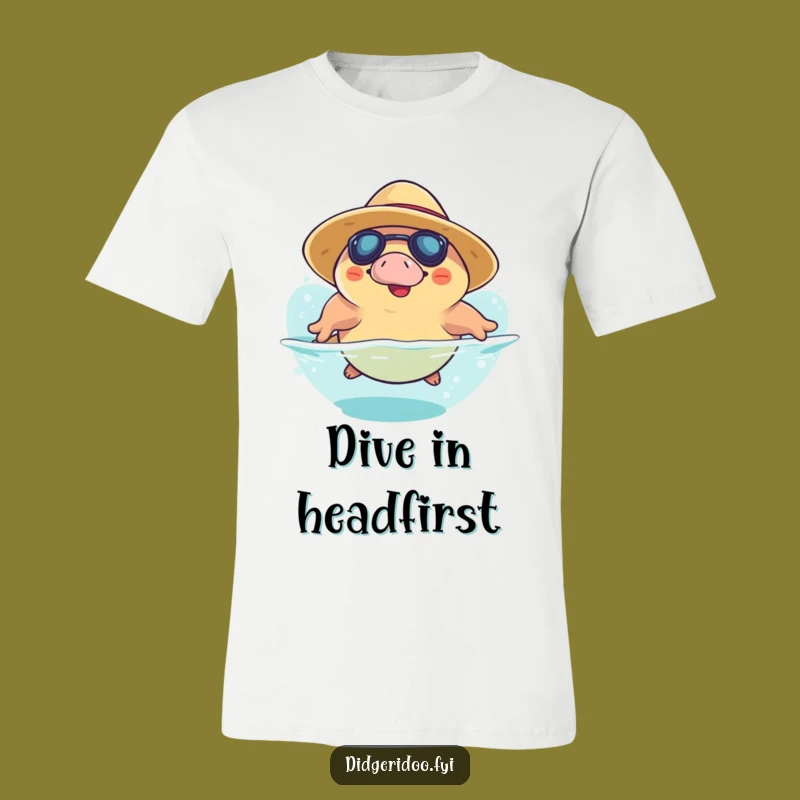 Funny Platypus Dive Sun Hat Tee: Playful Aussie Animal T-Shirt, Humorous Gift
