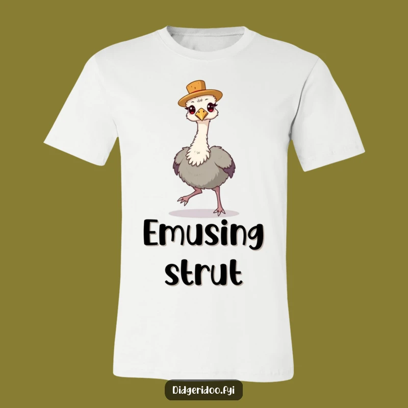 Funny Emu Cork Hat T-Shirt - Proud Aussie Character, Great Funny Gift