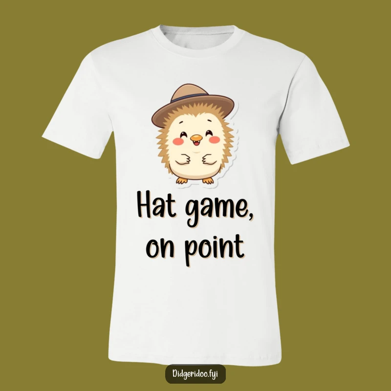 Funny Echidna Akubra Hat T-Shirt: Cheerful Aussie Character Tee Gift