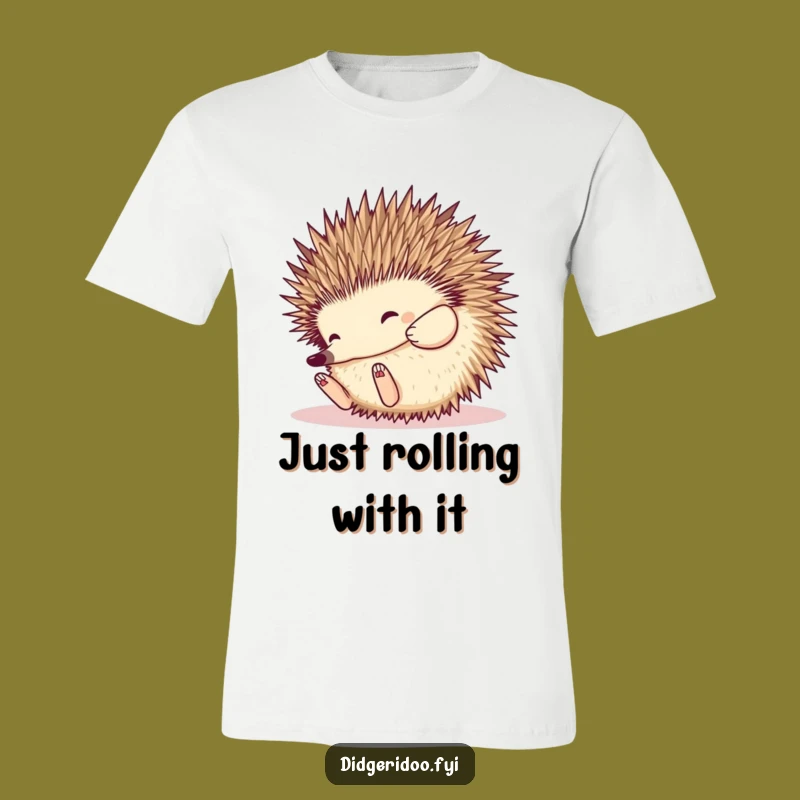 Funny Echidna Rolling Tee: Playful Spiky Ball T-Shirt, Humorous Gift