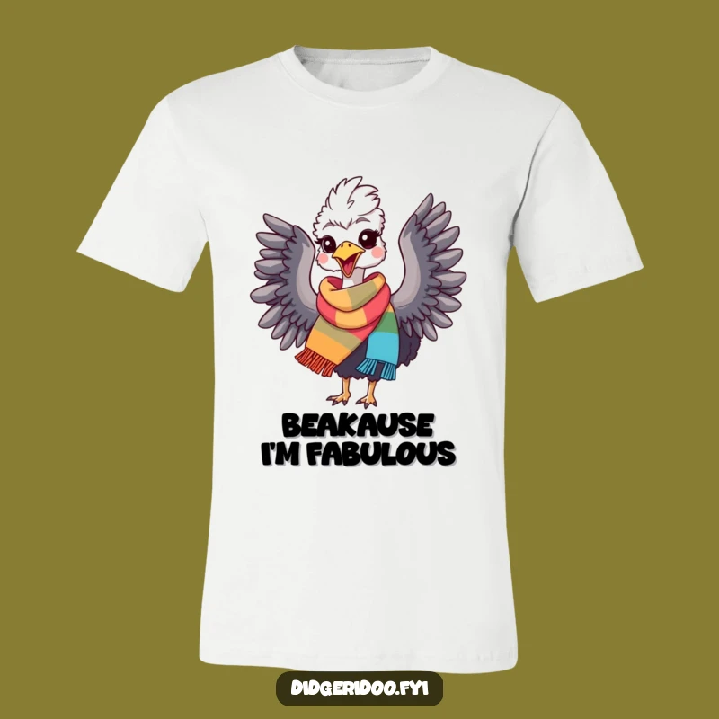Funny Emu Delight T-Shirt: Joyful Bird in Scarf, Hilarious Gift for Any Occasion
