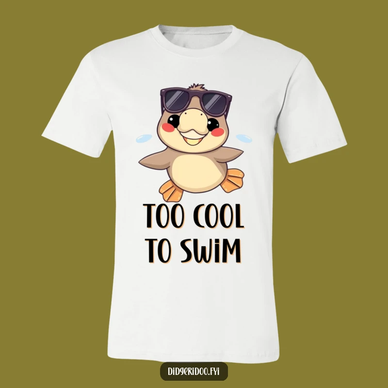 Funny Platypus Sunglasses T-Shirt, Grinning Swimmer Tee, Cool Aquatic Gift