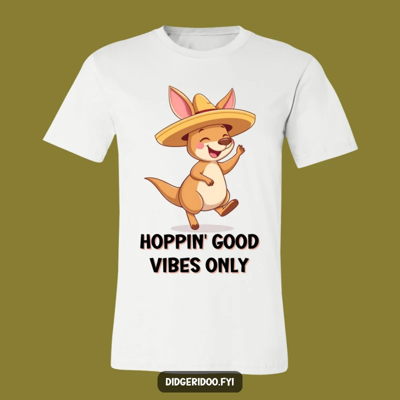 Funny Kangaroo Sombrero T-Shirt: Joyful Bouncing Aussie Style, Great Gift