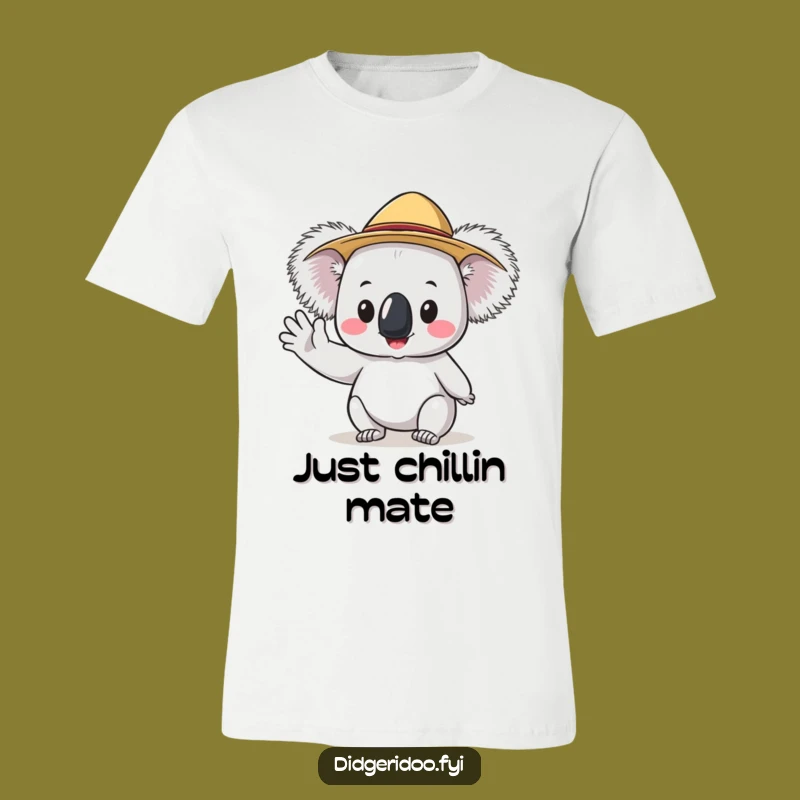 Funny Koala Akubra Wave T-Shirt: Wear Your Hilarious Aussie Greeting with Pride
