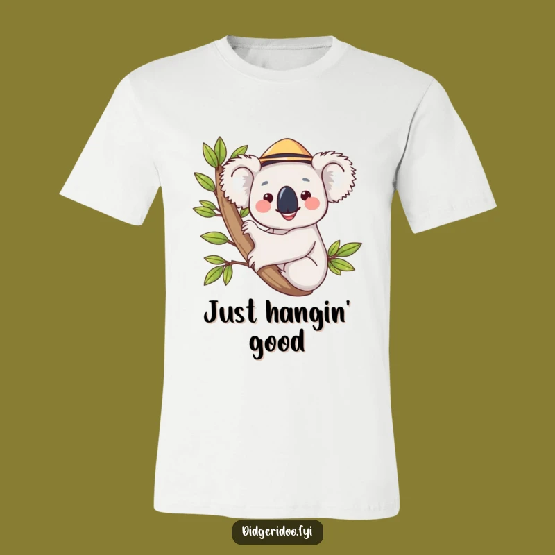 Funny Koala Hugging Eucalyptus Hat T-Shirt, Hilarious Aussie Animal Tee