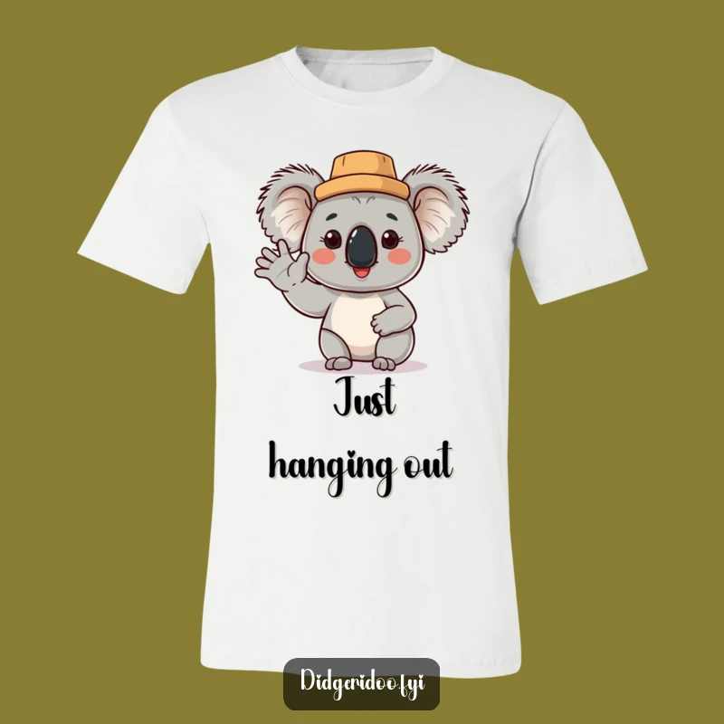 Funny Koala Cork Hat Tee: Cheerful Aussie Wave T-Shirt, Perfect Humorous Gift