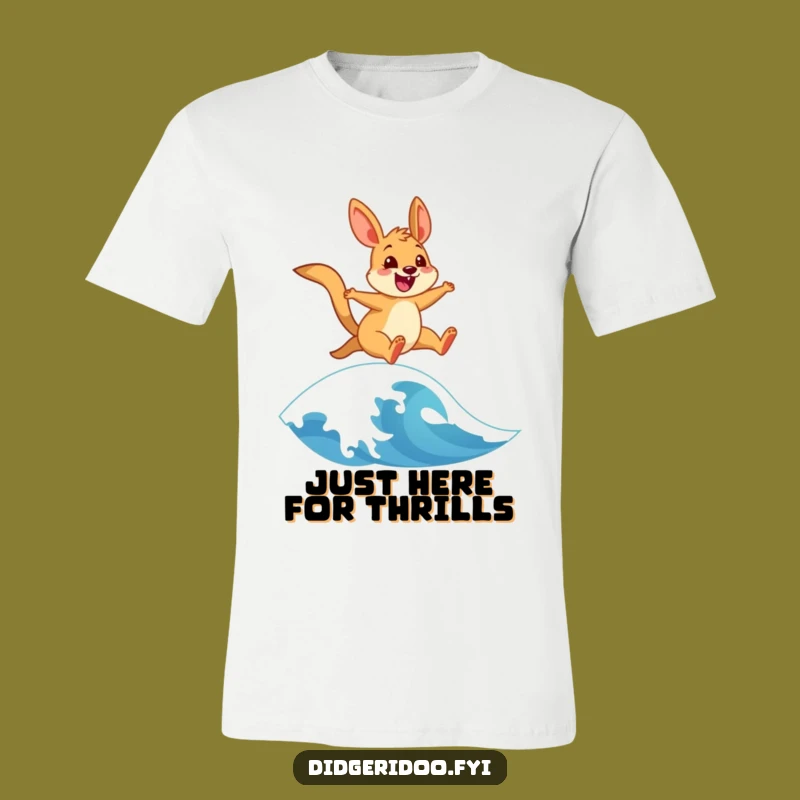 Funny Wallaby Wave Rider T-Shirt: Cheerful Leaping Design, Perfect Funny Gift for Aussies