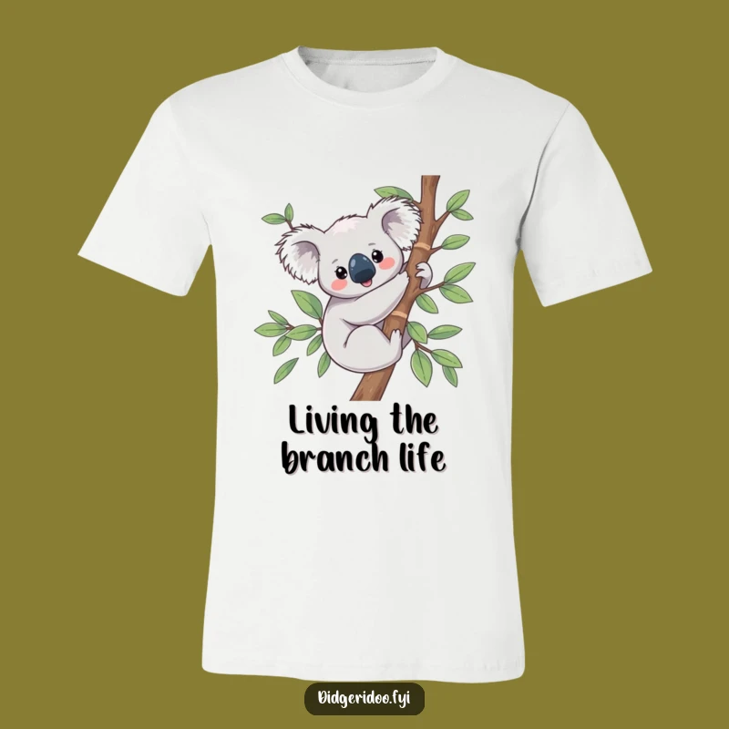 Funny Koala Eucalyptus T-Shirt: Contented Critter Casual Tee Gift