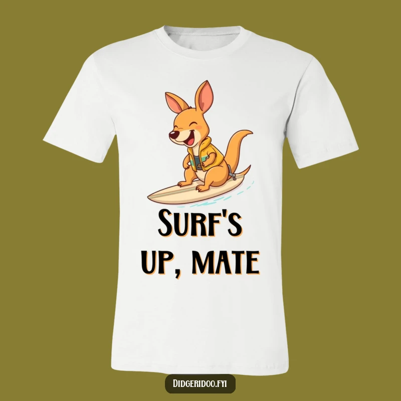 Funny Kangaroo Surfer T-Shirt: Laughing Vest Rider Surf Tee Gift