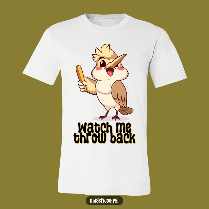 Funny Kookaburra Boomerang T-Shirt: Delighted Aussie Joyful Character Tee