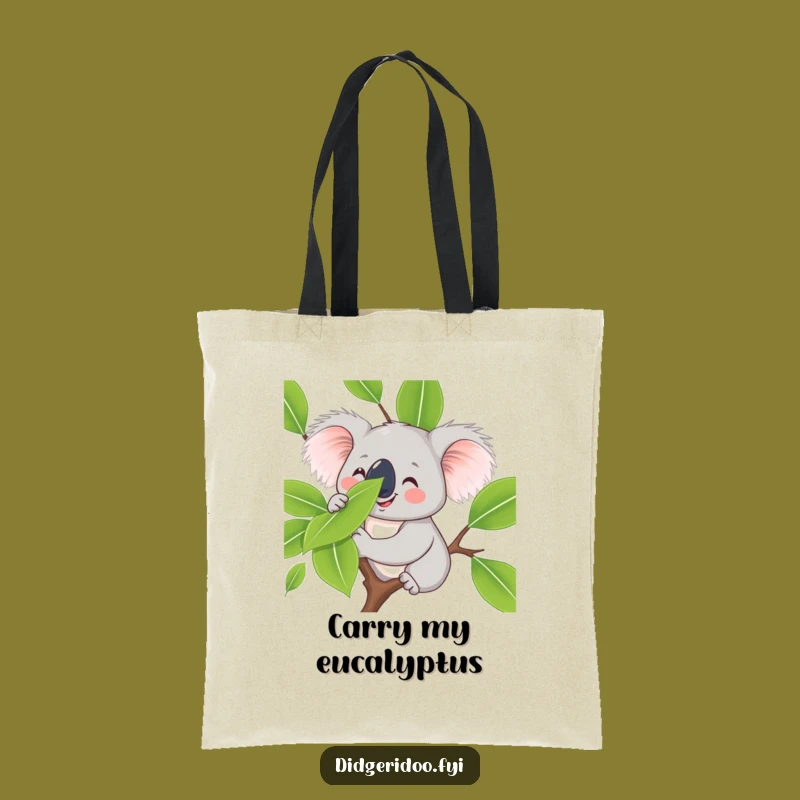 Funny Koala Leaf Balance Tote Bag - Smiling Critter Style for Everyday Calm