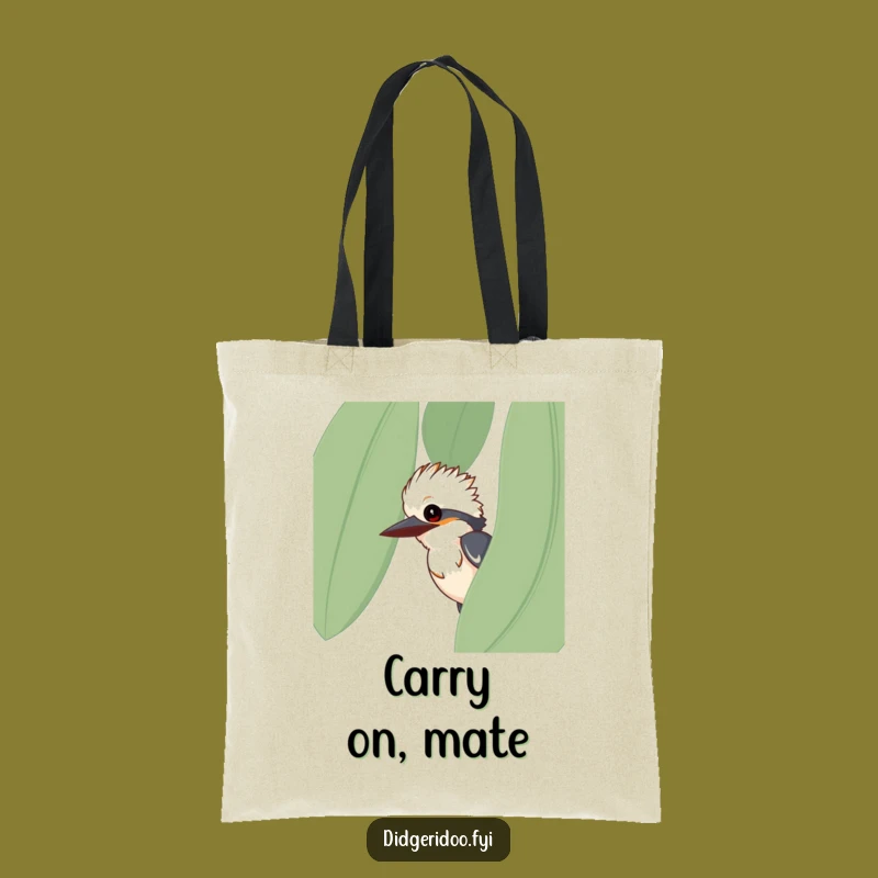 Funny Kookaburra Tote Bag - Hilarious Eucalyptus Leaf Bird Carryall Gift