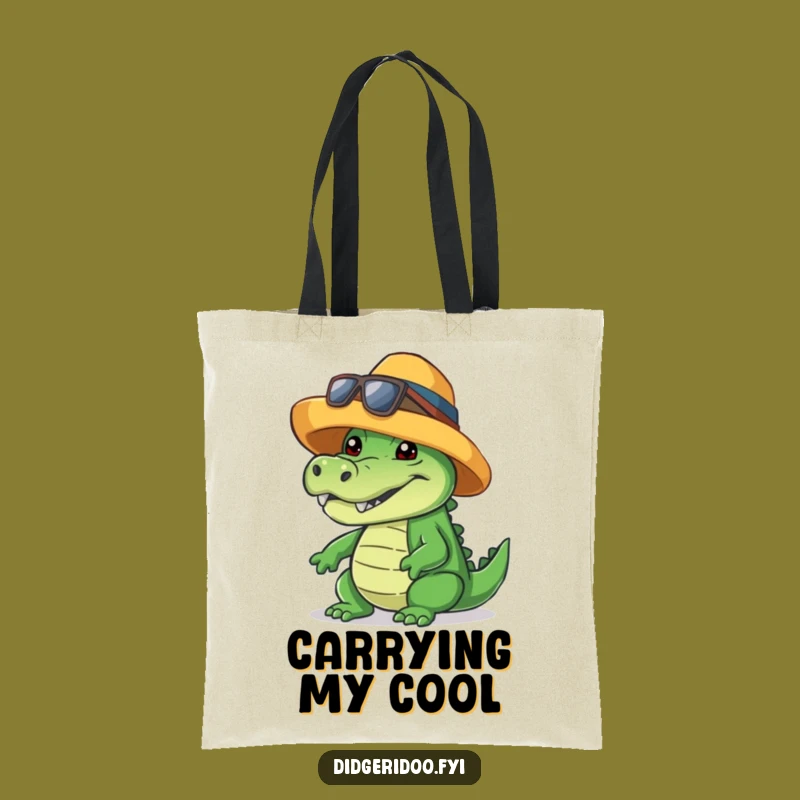 Funny Crocodile Tote Bag: Cool Hat Grin, Practical Style, Excellent Funny Gift!