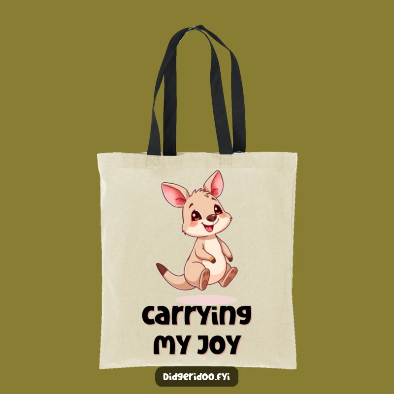 Funny Kangaroo Cub Tote Bag: Playful Bouncing Marsupial Eco-Friendly Gift