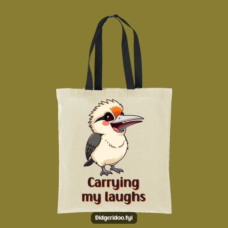 Funny Kookaburra Laugh Tote Bag: Startled Bird Carry-All, Hilarious Aussie Gift