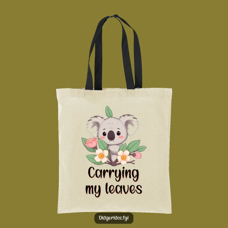 Funny Koala Tote Bag: Curious Eucalyptus Peek, Stylish and Adorable Carry-all