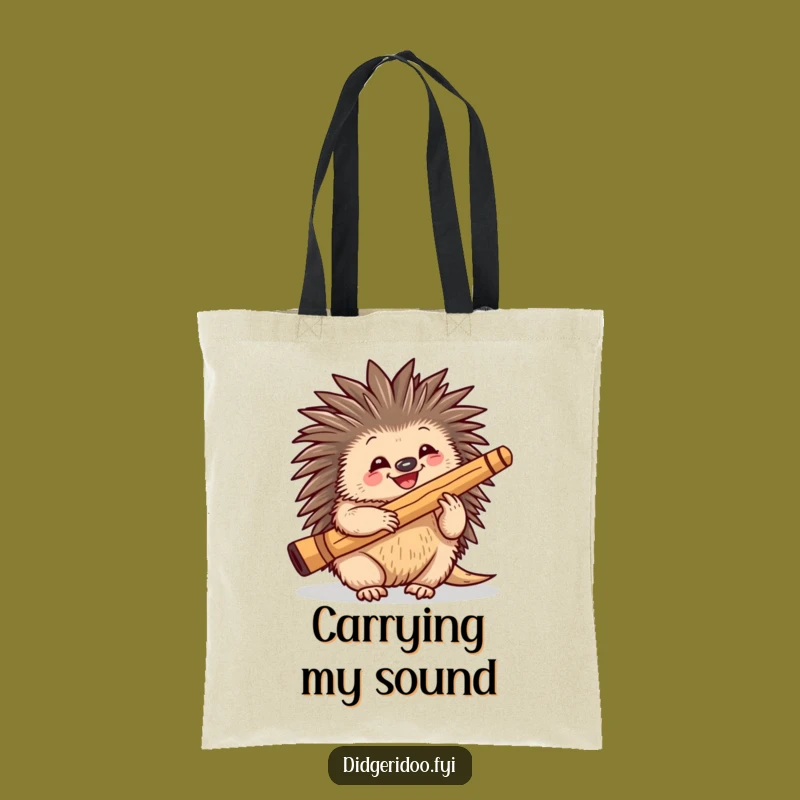 Funny Echidna Didgeridoo Tote Bag - Playful Carryall for Aussie Enthusiasts