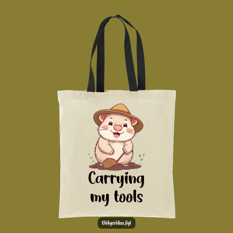 Funny Cheerful Wombat Gardening Tote Bag - Happy Carryall Gift