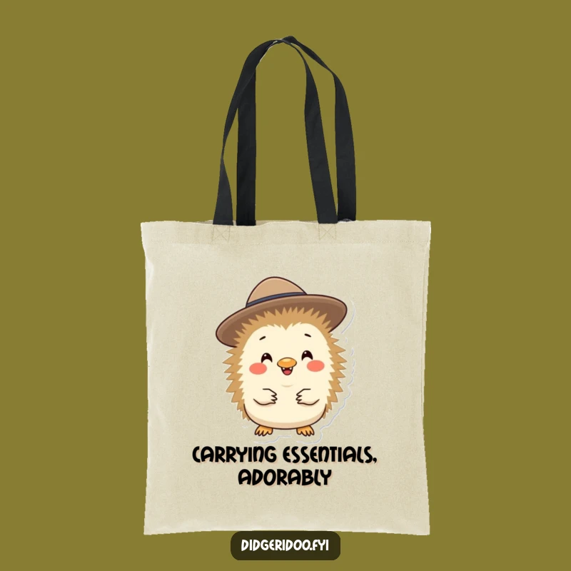 Funny Echidna Akubra Hat Tote Bag: Cheerful Aussie Character Shopping Bag