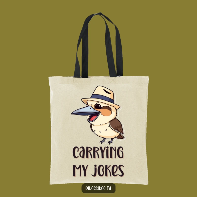 Funny Kookaburra Akubra Tote Bag: Carry Your Laughs, Hilarious Aussie Design, Perfect Funny Gift!