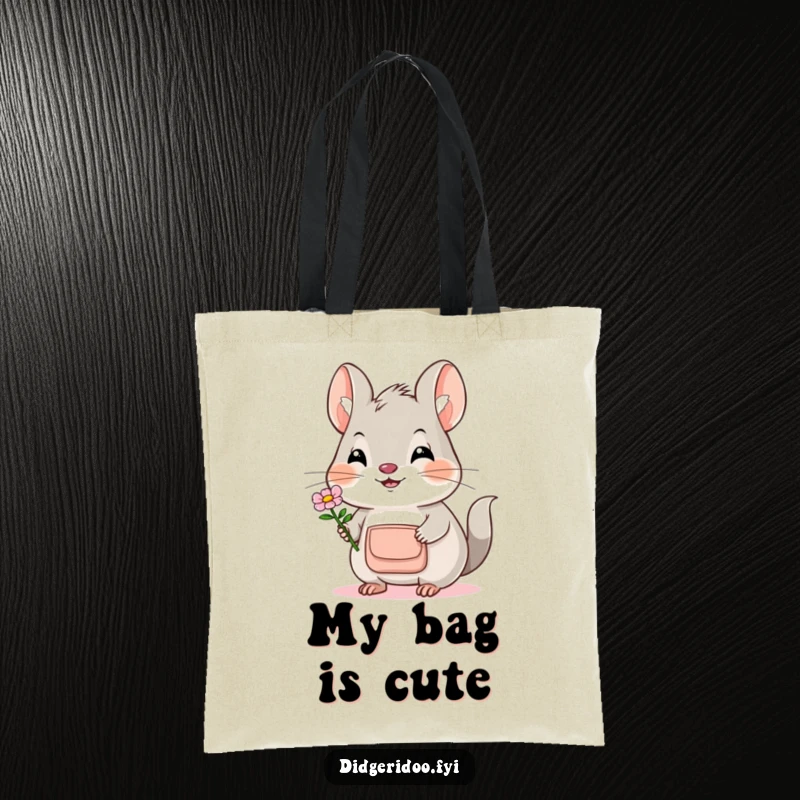Funny Bilby Tote Bag: A smiling bilby with a pouch offers a flower, making it a charming and humorous accessory.